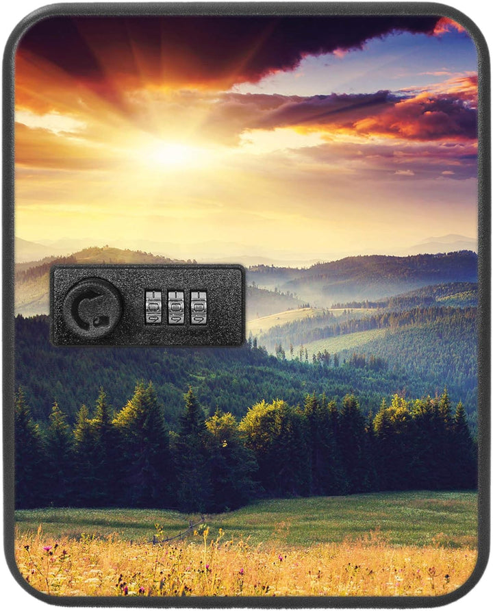 banjado® Burg-Wächter® abschliessbarer Schlüsselkasten mit Motiv Karpaten Sunset für 20 Schlüssel -