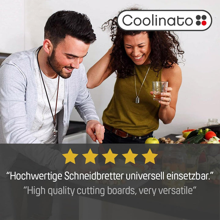 Coolinato Schneidebrett 3er Set in unterschiedlicher Grösse mit Saftrille - Antibakterielle Schneidb