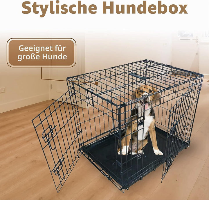 Ellie-Bo Hundekäfig, Welpenkäfig, klein, 61 cm, schwarz, klappbar, mit 2 Türen, mit Metall-Bodenscha