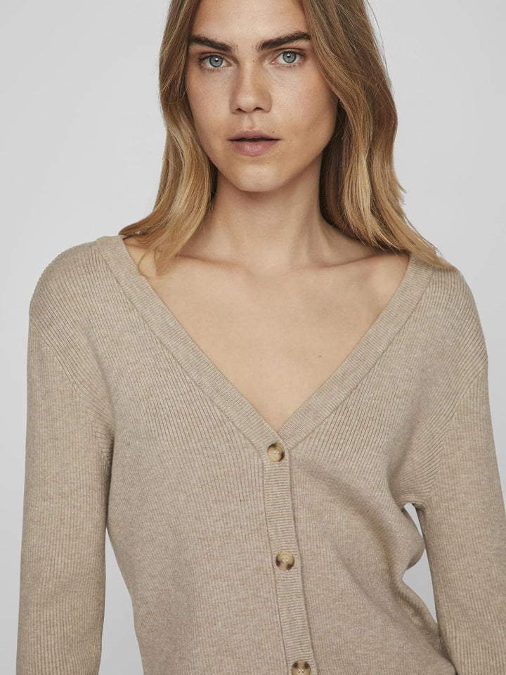 Vila Damen Vicomfy L/S Knit Cardigan-Noos Strickjacke, Natural Melange