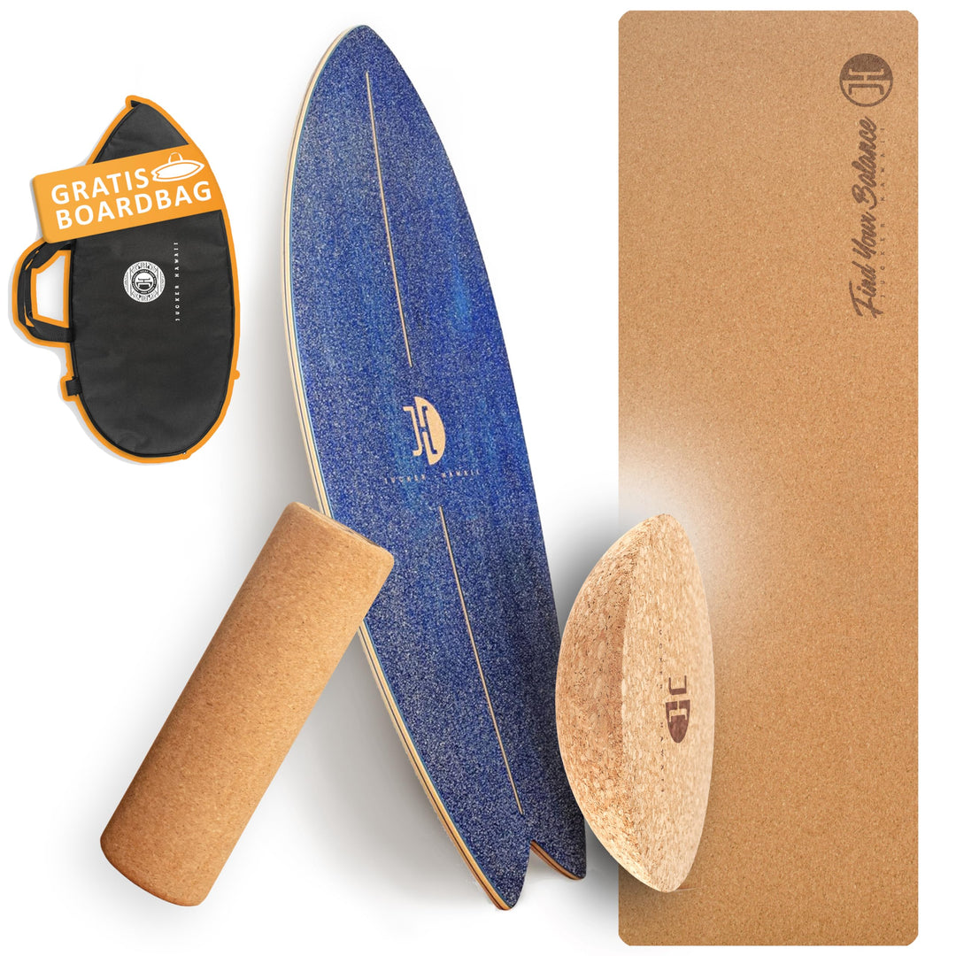 JUCKER HAWAII Balance Board Ocean Rocker | Surf Balance Board mit Rocker Shape (100% Echtholz) und e