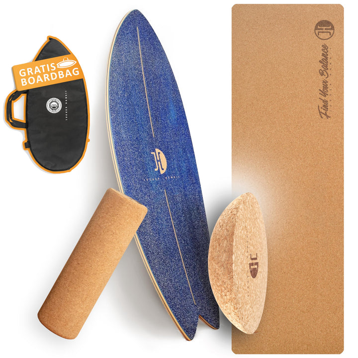 JUCKER HAWAII Balance Board Ocean Rocker | Surf Balance Board mit Rocker Shape (100% Echtholz) und e