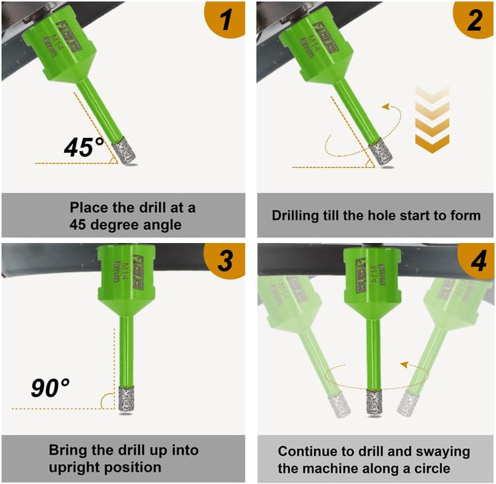 FACHLICH Diamant-Bohrkronen 2 Stücke 10mm Vakuumgelötet Trockene nasse Lochsäge M14 Gewinde Pro Porz