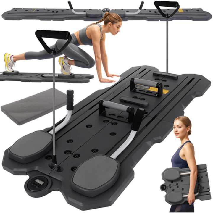 PARENCE.- Multifunktionales Pilates-Board mit LCD-Messgerät – faltbares Trainingsgerät 115x47 cm – k