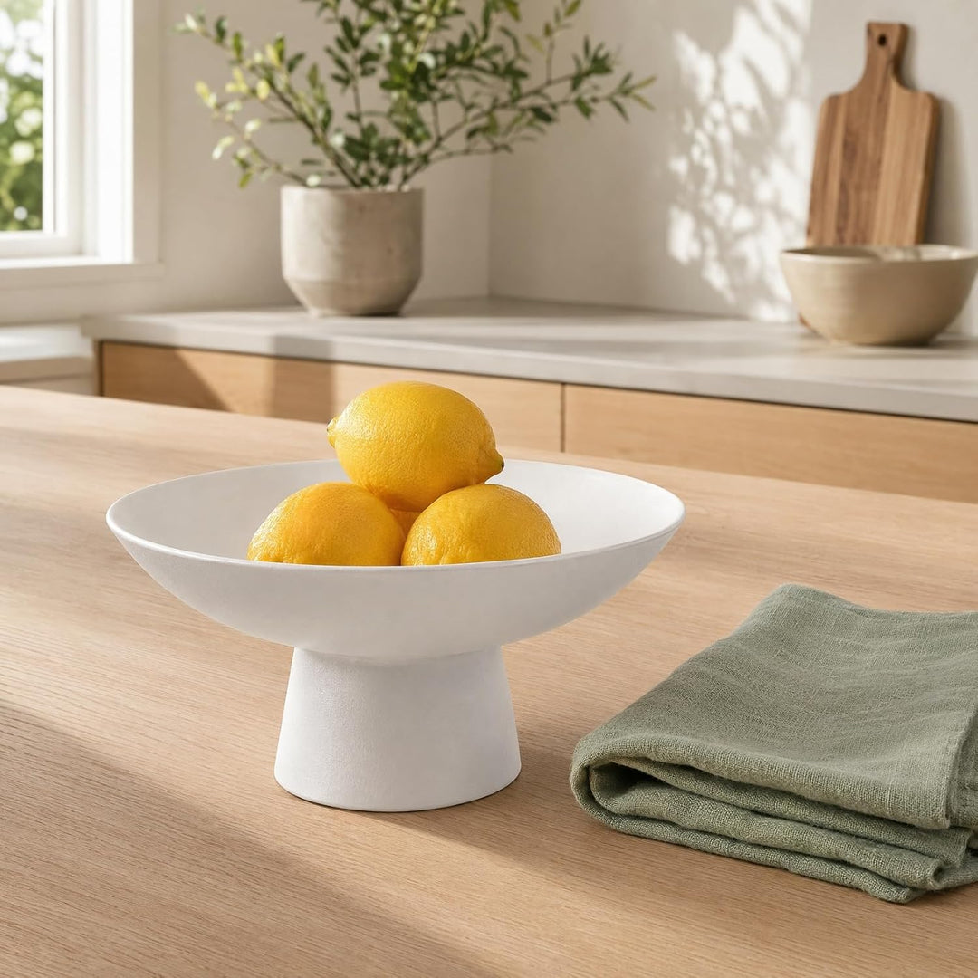 Cabilock Keramik Obstschale Mit Fuss 3 Zoll Hohe Weisse Servierschale Für Snacks Desserts Und Obst D
