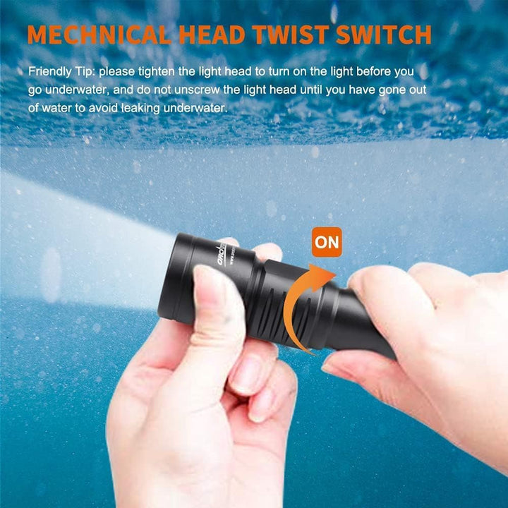 ORCATORCH D700 Tauchlicht, 1700 Lumen, mechanischer Kopf, Drehschalter, IP68 wasserdicht, 2 Stück 21