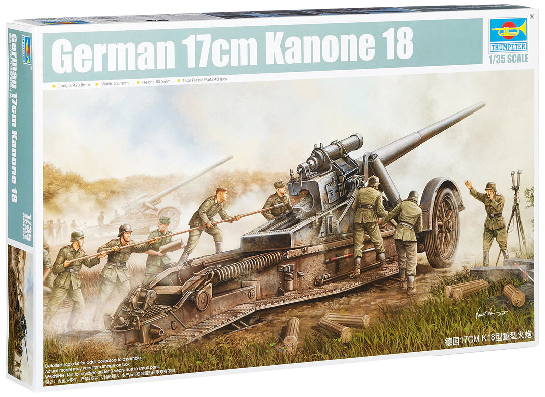 Trumpeter 02313 Modellbausatz German 17cm Kanone 18 Heavy Gun, Mittel