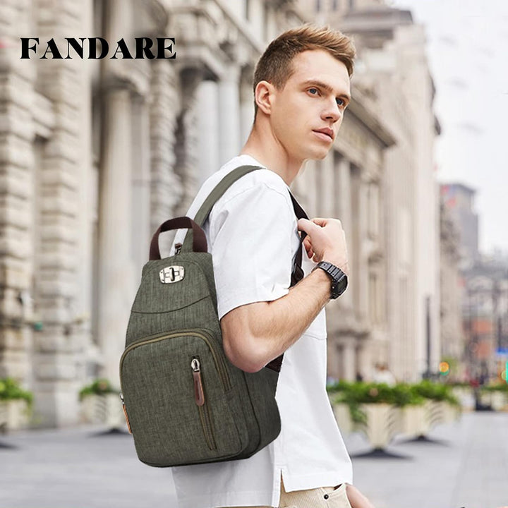 FANDARE Retro Brusttasche Sling Bag Klein Rucksack Schulranzen Umhängetasche Schulrucksack Sporttasc