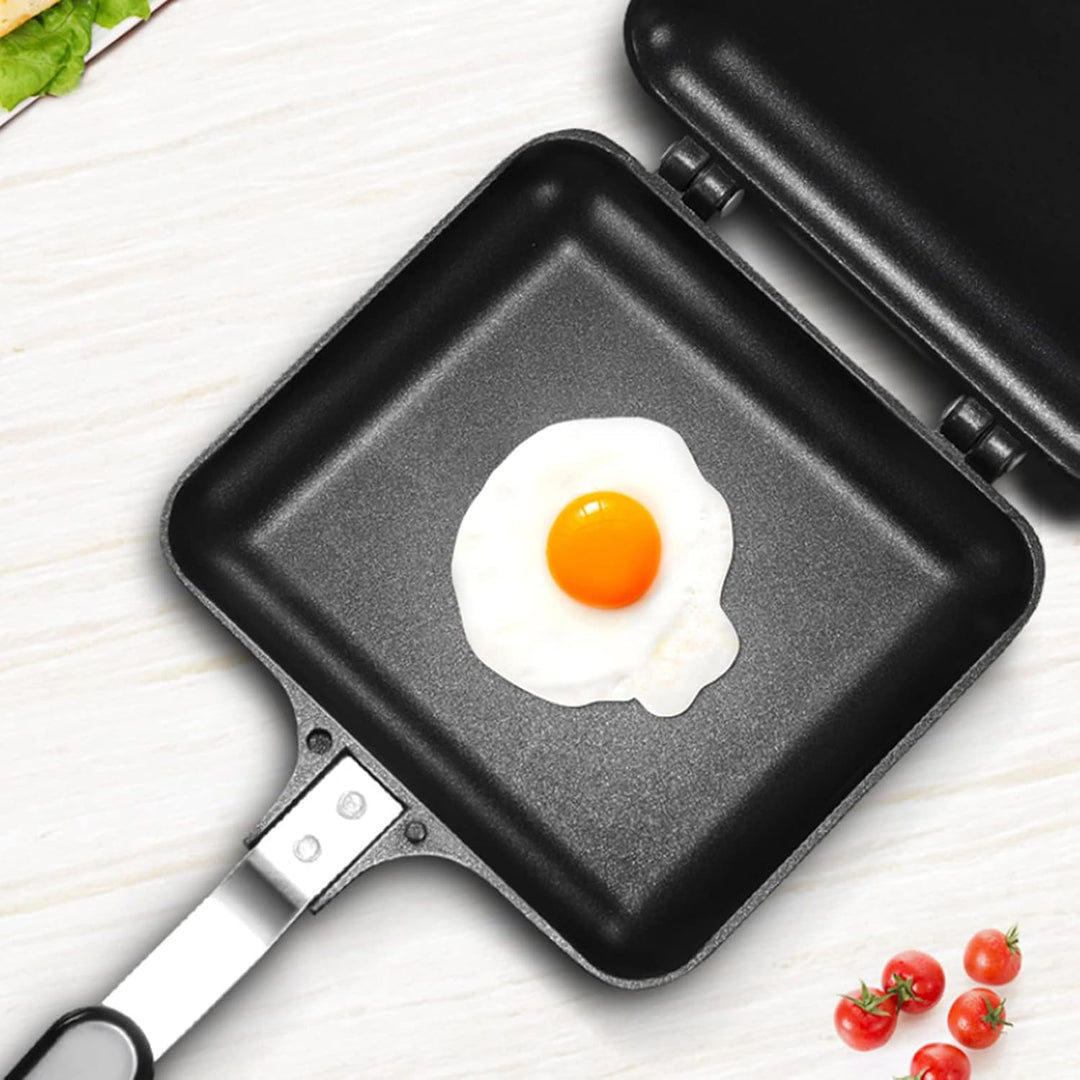 16 x 14 cm quadratische Bratpfanne Doppelseitiger Sandwichmaker Antihaft Kochpfanne Pfannkuchenpfann