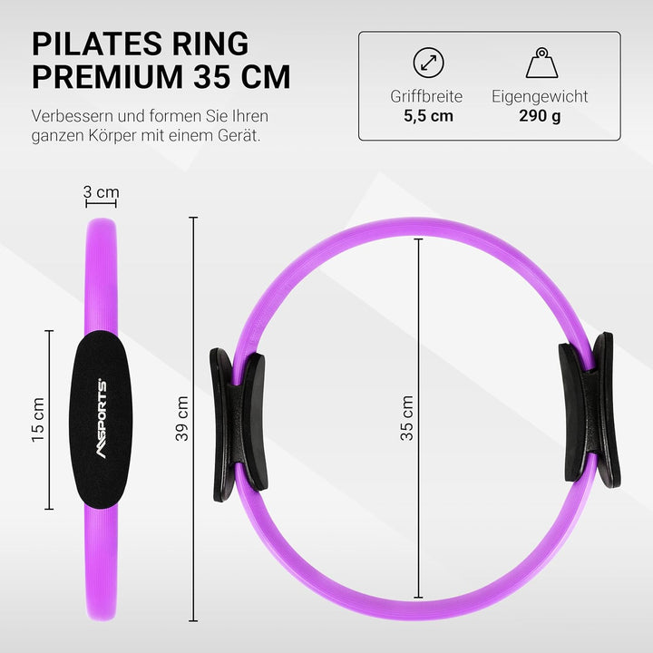 MSPORTS Pilates Ring Premium I Widerstandsring - Doppelgriff Pilates Yoga Ring 38 cm Übungskreis Vio