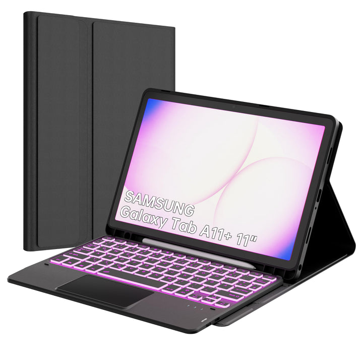 ROOFEI für Samsung Galaxy Tab A11 Plus/A9+ 11 Zoll Tastatur Hülle - 7 Farbig Hintergrundbeleuchtetes