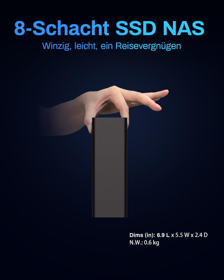 TERRAMASTER F8 SSD NAS Storage - 8Bay All SSD NAS Server N95 QuadCore CPU, 8GB DDR5 RAM, 10GbE Port,