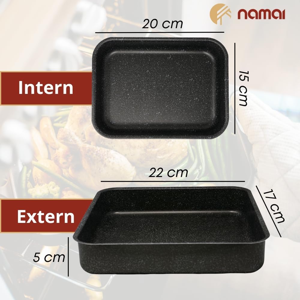 NAMAI - Auflaufform Klein 22cm x 15cm - Backblech Tief Spülmaschinengeeignet. Antihaft, Backblech Al
