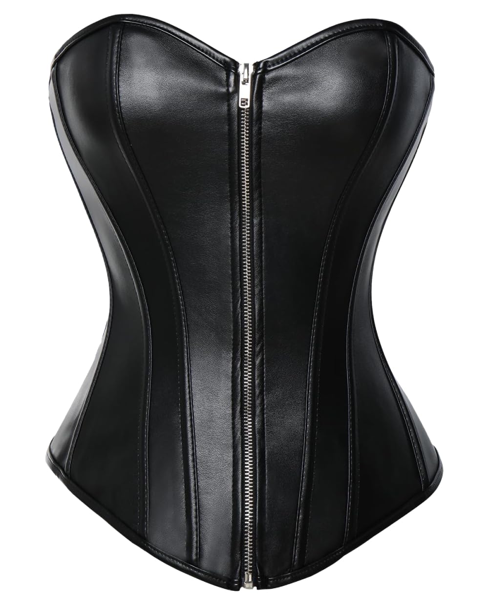 KUOSE Damen Body Shaper Dessous Gothic PVC Kunstleder Corsage Mieder Top Schwarz S Schwarz-1, S Schw