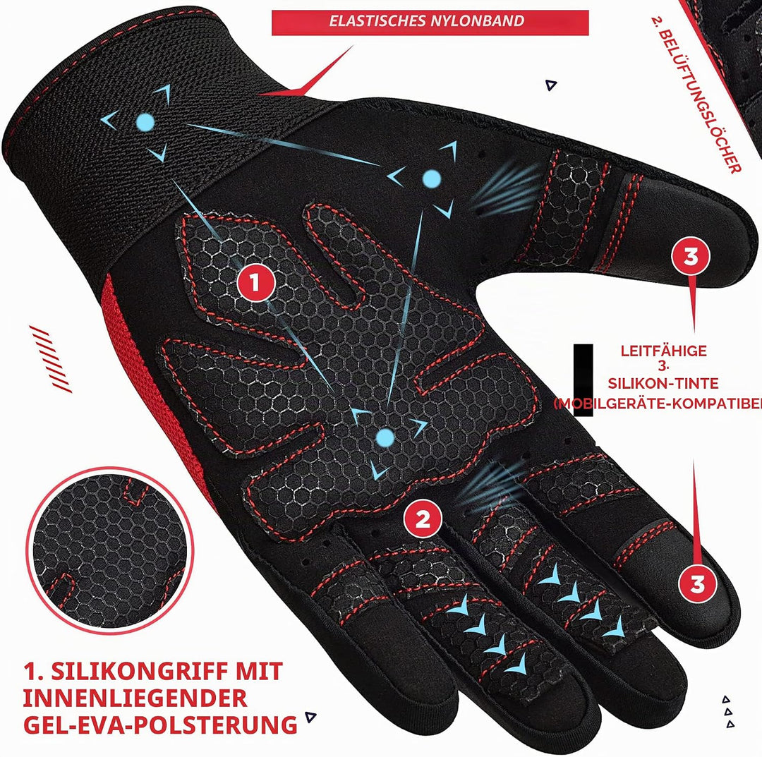 RDX Fitness Handschuhe Vollfinger Damen Herren, Gewichtheben Touchscreen Trainingshandschuhe, Bodybu