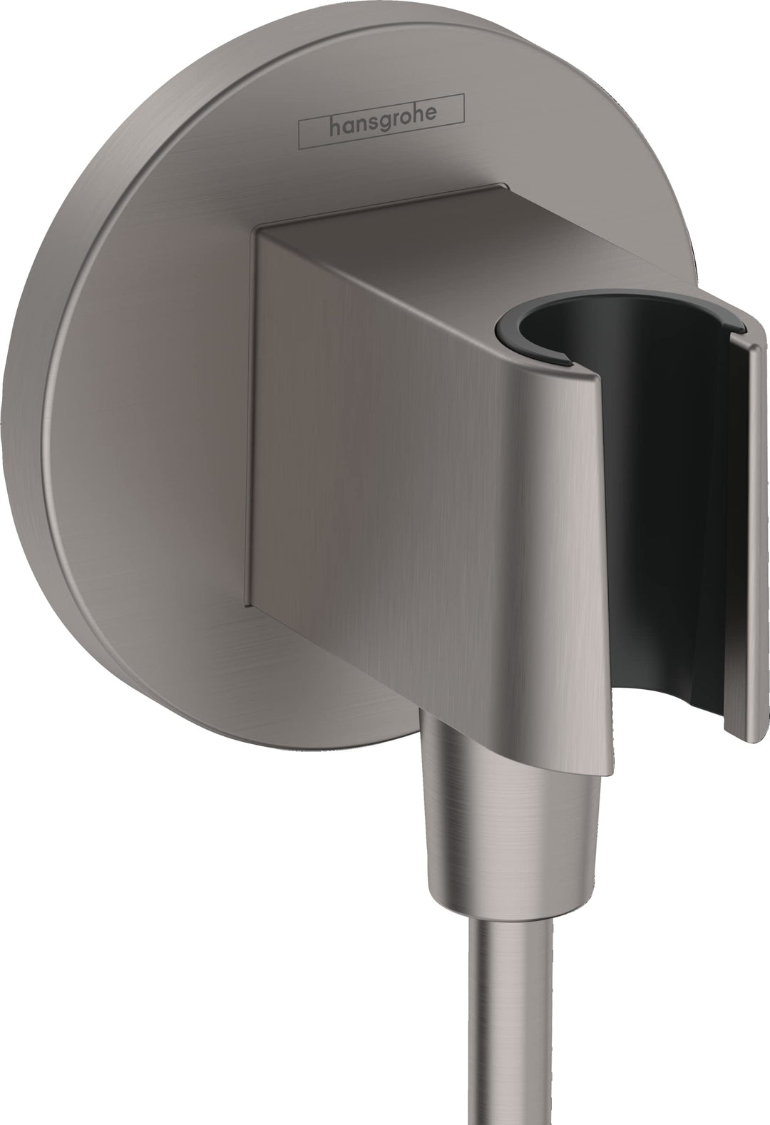 hansgrohe Wandanschluss mit Duschkopfhalterung FixFit S, Brushed Black Chrome, Brushed Black Chrome