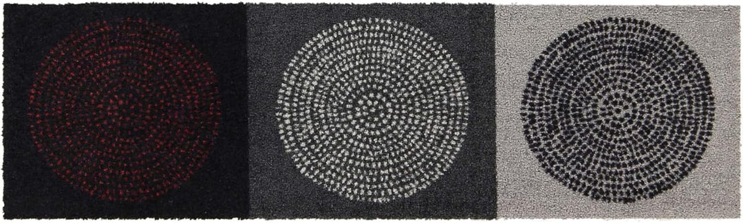 Salonloewe Nestor Fussmatte waschbar 030 x 100 cm graue Kreise Muster Schuhparkplatz, Gummi und Poly