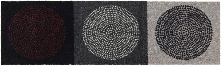 Salonloewe Nestor Fussmatte waschbar 030 x 100 cm graue Kreise Muster Schuhparkplatz, Gummi und Poly