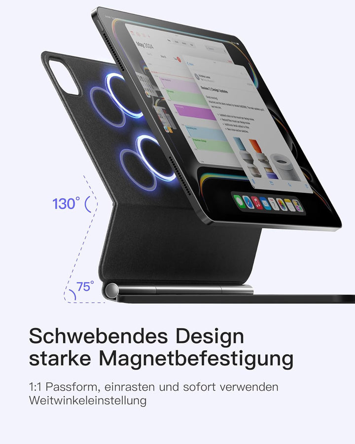 Inateck Magic Keyboard für iPad Pro 11 2024 M4 Hülle mit Tastatur, 30 Min Schnelles Laden,LED Smart
