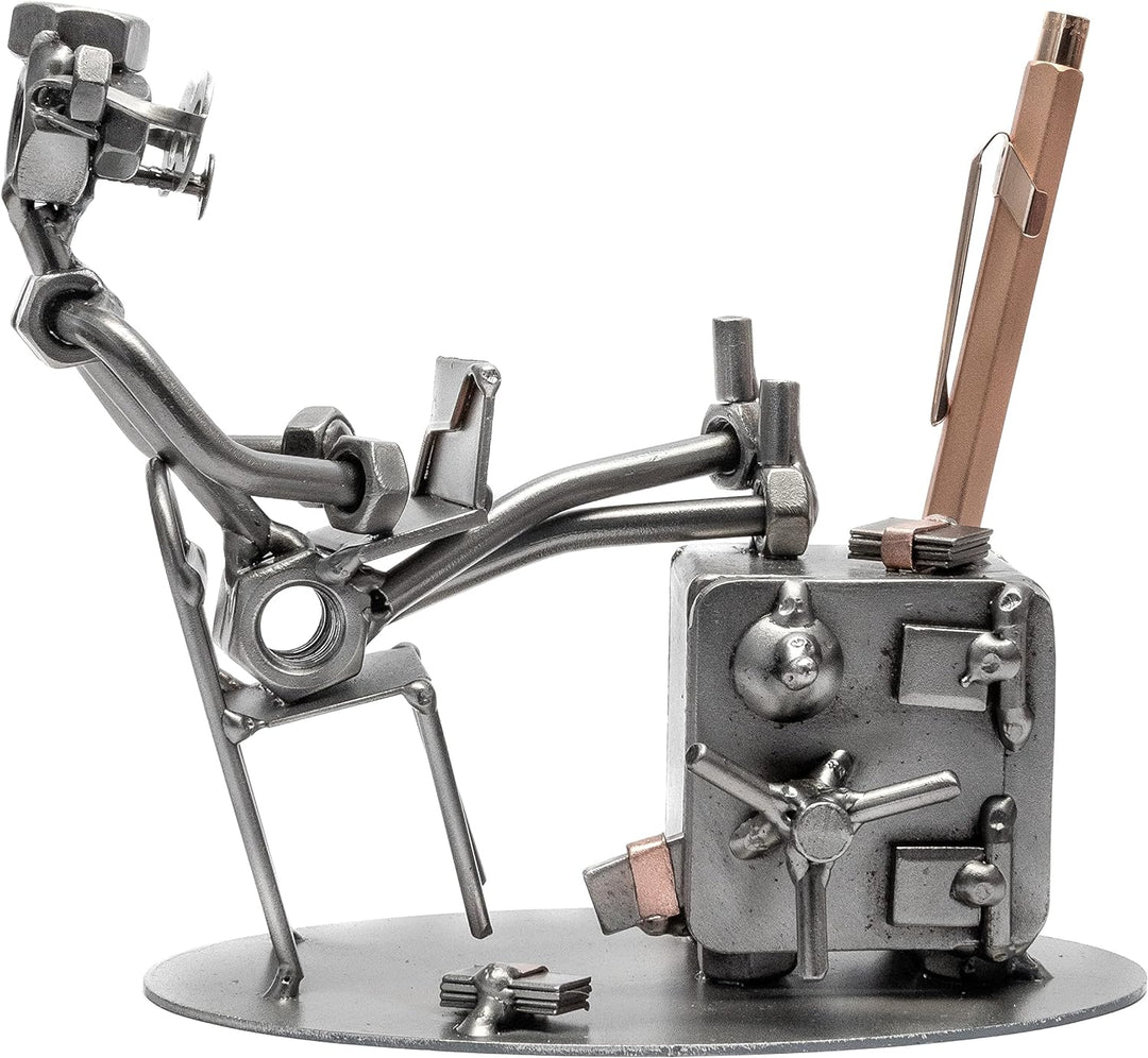 STEEMO Schraubenmännchen Büro Tresor Schreibtisch-Deko Stifthalter 16x8x14 cm