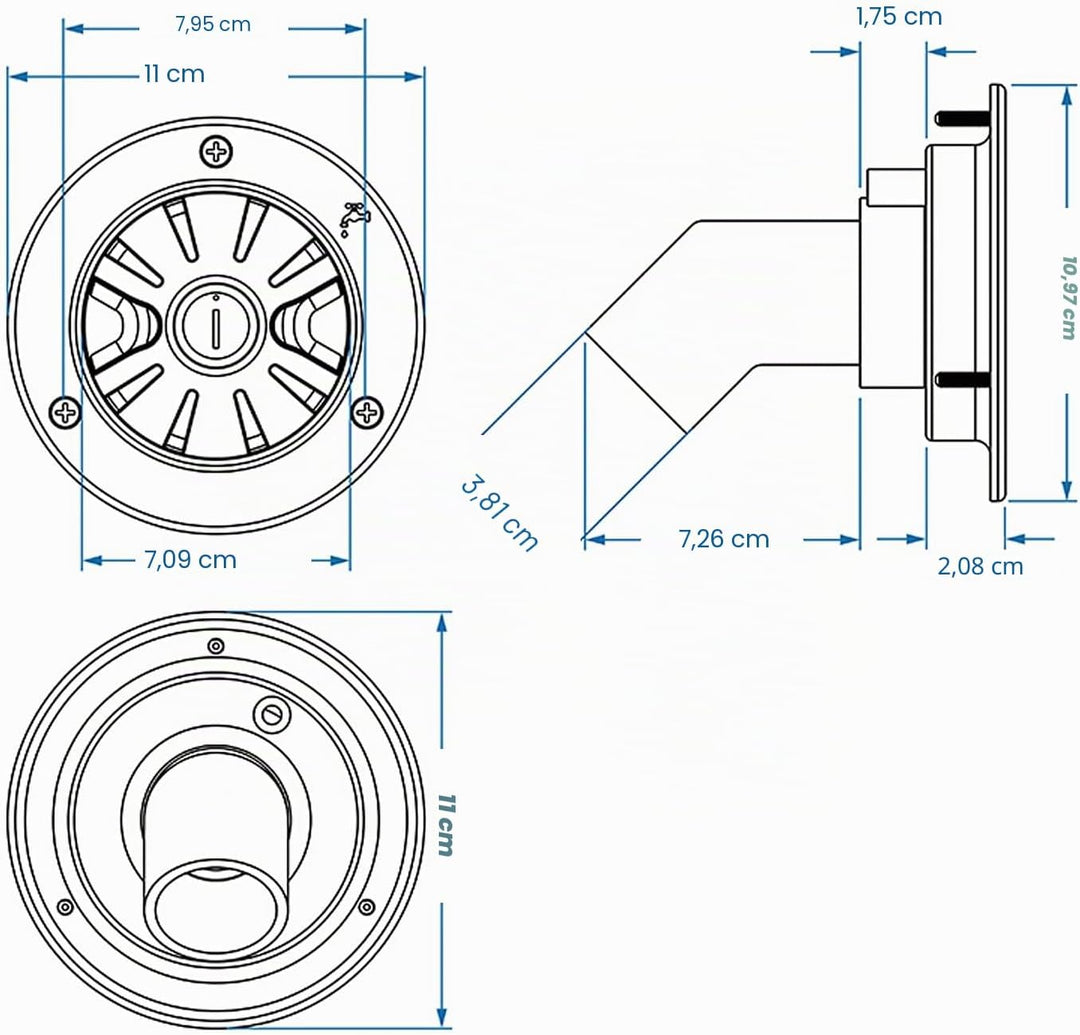 Wohnwagen Wassertankdeckel mit 2 Schlüssel, 78mm Wohnmobil Tankdeckel RV Camper Trinkwasser Wasserde