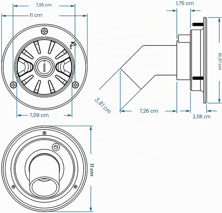 Wohnwagen Wassertankdeckel mit 2 Schlüssel, 78mm Wohnmobil Tankdeckel RV Camper Trinkwasser Wasserde