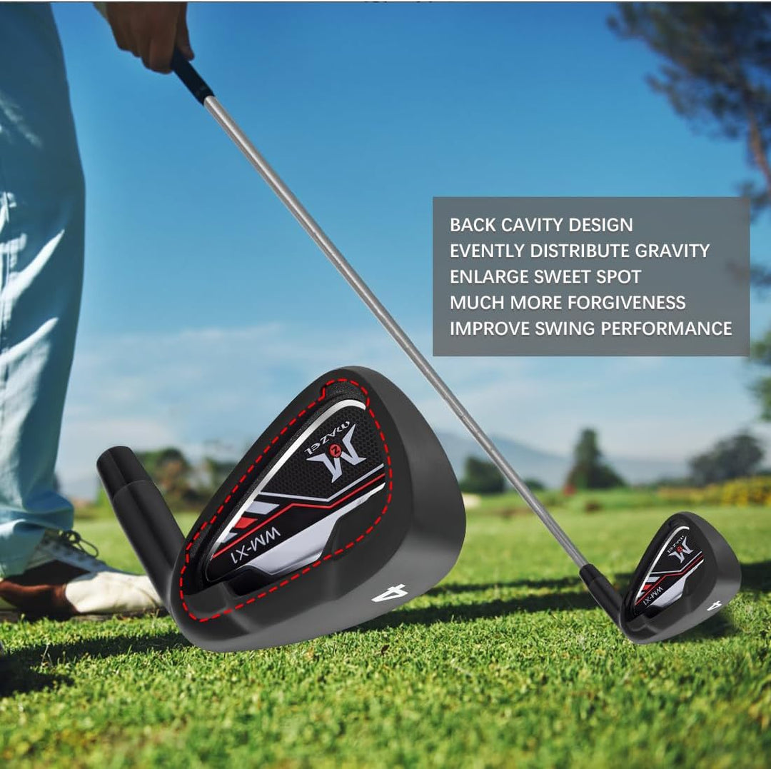 MAZEL Golf Forged Iron Set 9 Pieces, Premium Iron Club 3,4,5,6,7,8,9, P, S for Men Right-Handed, CNC