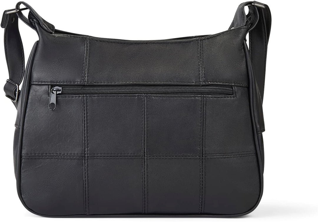 Woodland Leather Damen-Handtasche, Schwarz, echtes weiches Leder, Schwarz , Medium