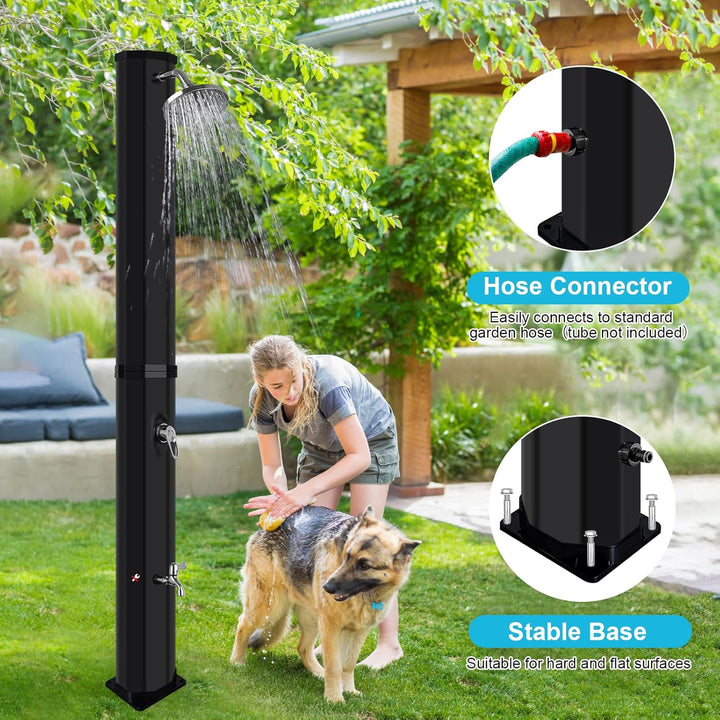 Qdreclod Solar Gartendusche 60Liter -Solardusche mit 360° Drehbarem Duschkopf und Fusshahn, Einstell