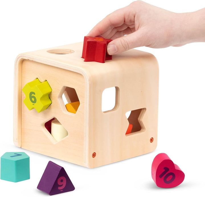 Battat – Zählen & Sortieren Würfel – Formensortierspiel für Kleinkinder, Kinder – Lernwürfel aus Hol