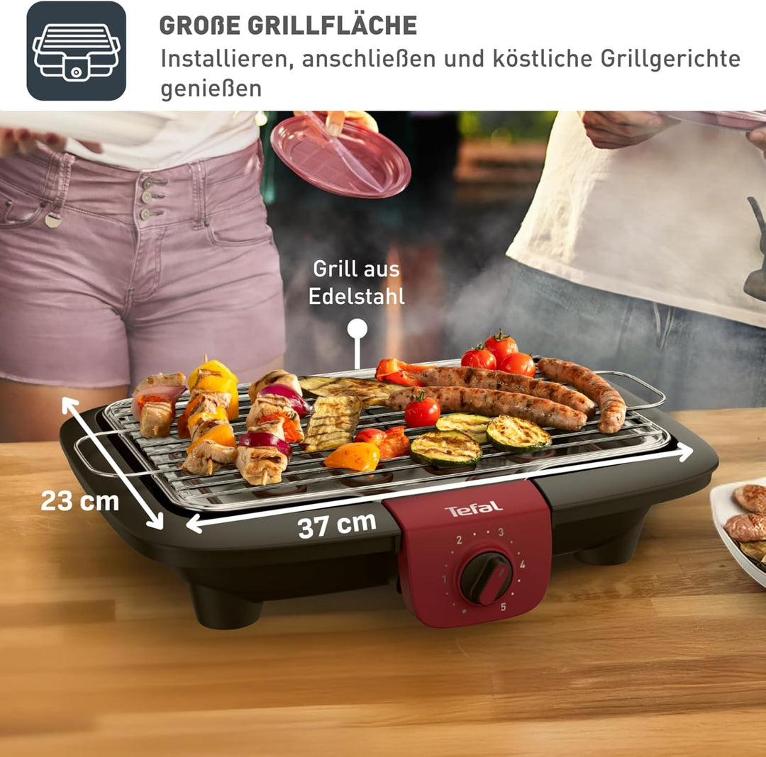 Tefal BG90E5 Easygrill Adjust Elektro- Tischgrill | 2300 Watt | 720 cm² Grillfläche | Einfache Reini