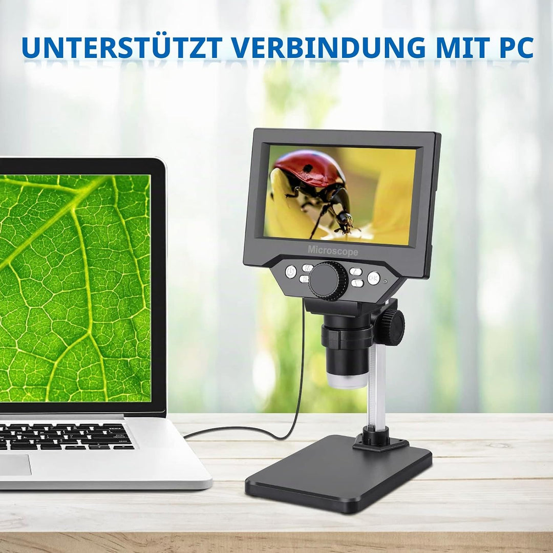 LCD Digital USB Mikroskop, Koolertron 5,5 Zoll 1080P 8 Megapixel 1000X HD Vergrösserung Zoom Drahtlo