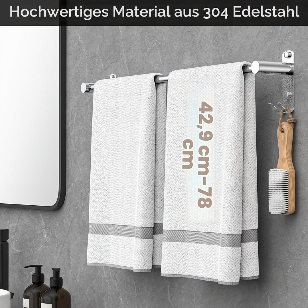 Handtuchhalter Ausziehbar 43-78CM Edelstahl Ohne Bohren Handtuchstange Wand Wandregal Geeignet für B