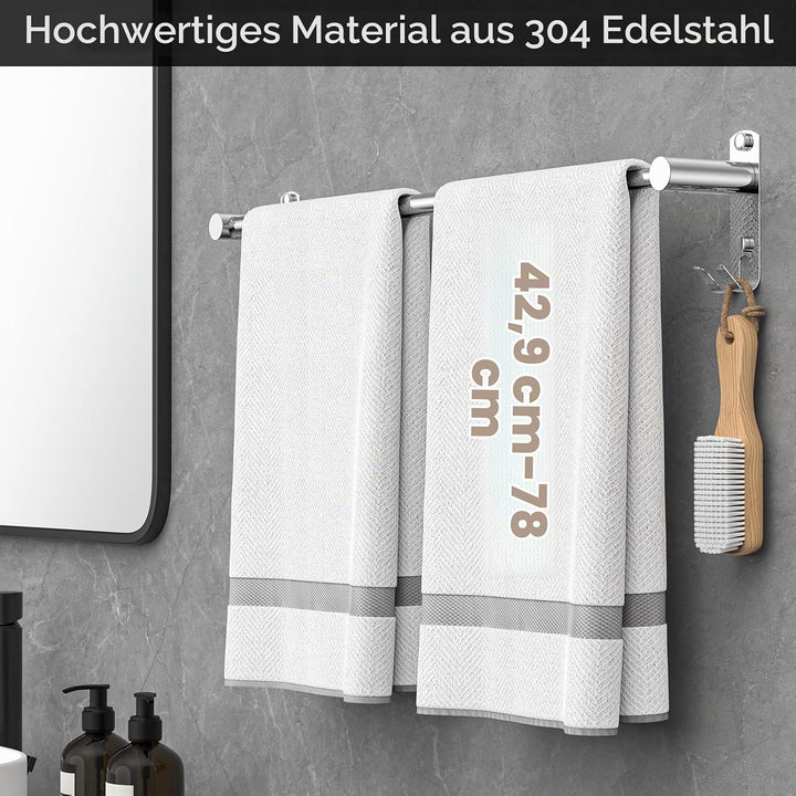 Handtuchhalter Ausziehbar 43-78CM Edelstahl Ohne Bohren Handtuchstange Wand Wandregal Geeignet für B