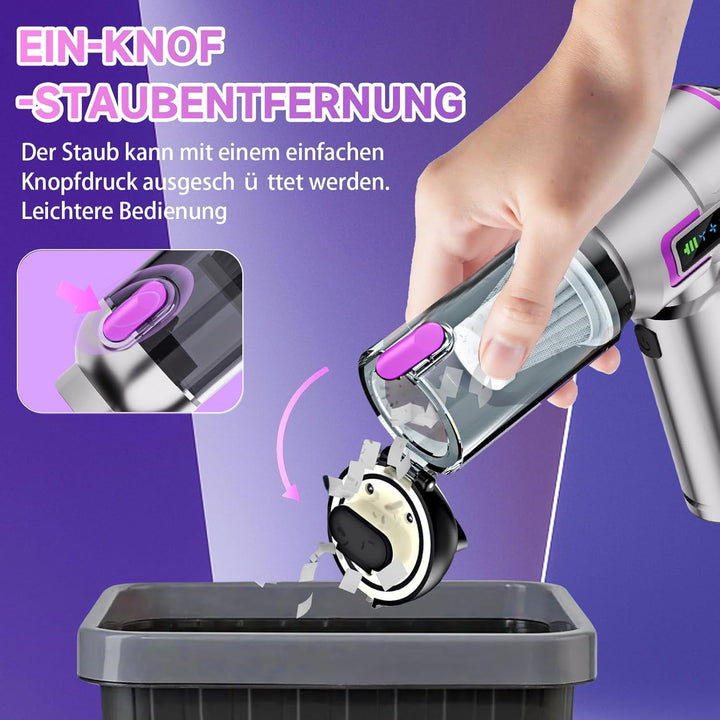 Handstaubsauger Akku, Autostaubsauger Kabellos 27000Pa Mini Staubsauger, Aufladbar Tragbar Leicht Au