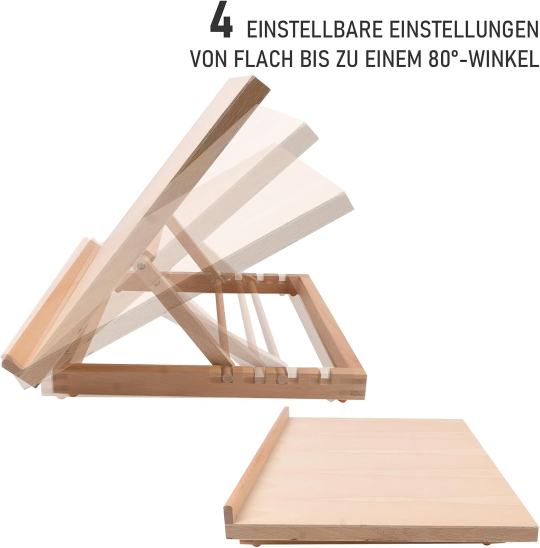 Holz Tischstaffelei, Verstellbare A3 Zeichenbrett Staffelei aus Buchenholz, Mal- und Präsentationsst
