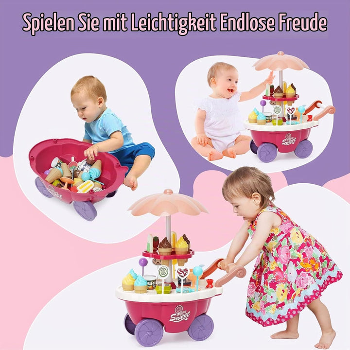 Eiscreme-Spielzeug 36 Stück Kinder Eiscreme Eisverkauf Spielset-Set Süssigkeitenwagen mit Süssigkeit