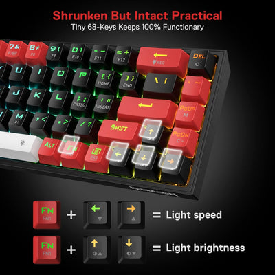 Redragon K631 Pro 65% Wireless RGB Gaming Tastatur, 68 Tasten Hot-swap-fähige Kompakte Mechanische T