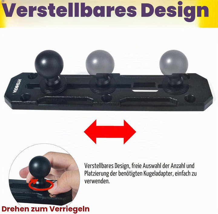 Universelle 25 mm Kugelhalter-Grundplatte – 3-Kugel-Hochleistungs-Montagebasis mit Schrauben, kompat