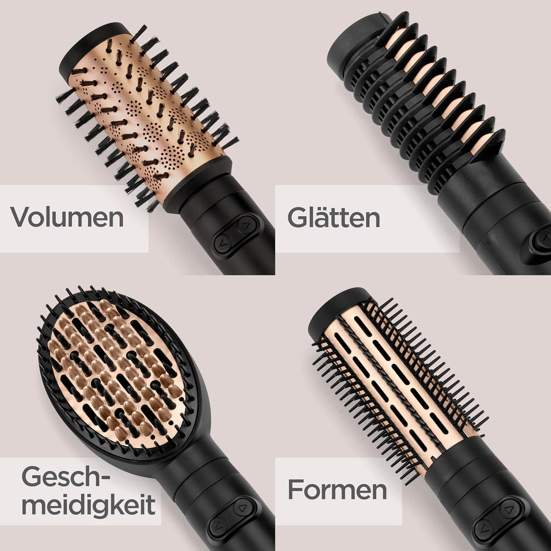 BaByliss Big Hair Luxe Rotierende Warmluftbürste, Föhnbürste mit 4 Aufsätzen zum Glätten, Bürsten un