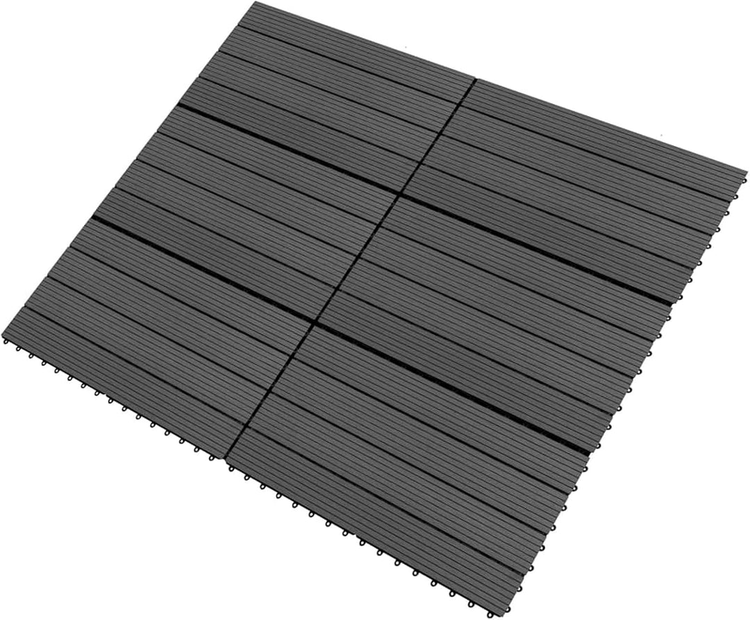 Festnight WPC Terrassendielen Terrassenplatten 60x30 cm 6er Spar Set für 1.08m² Schwarz für Garten B