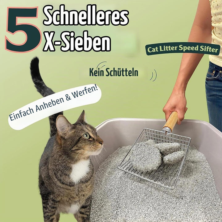 Wubushan Katzenstreuschaufel mit behälter, Katzenklo Schaufel Metall mit Halterung, Katzenstreu Scha