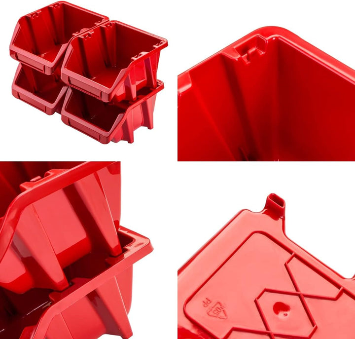 Lagersystem Werkstattregal | 78 x 78 cm | 42 stck. Box | Wandregal mit Stapelboxen - Wandplatten Ext