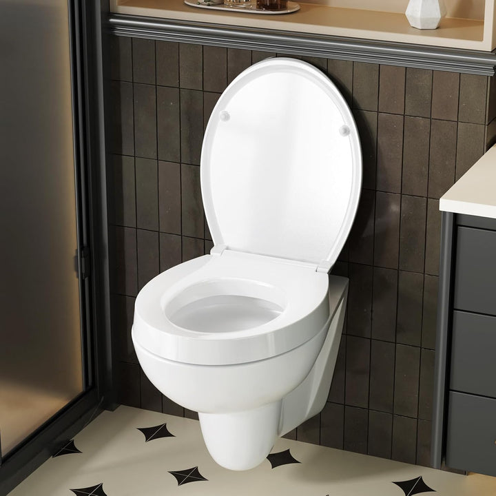 CECIPA WC-Sitz Erhöhung 5 cm – Duroplast Toilettensitz mit Absenkautomatik, bis 250 kg belastbar, er
