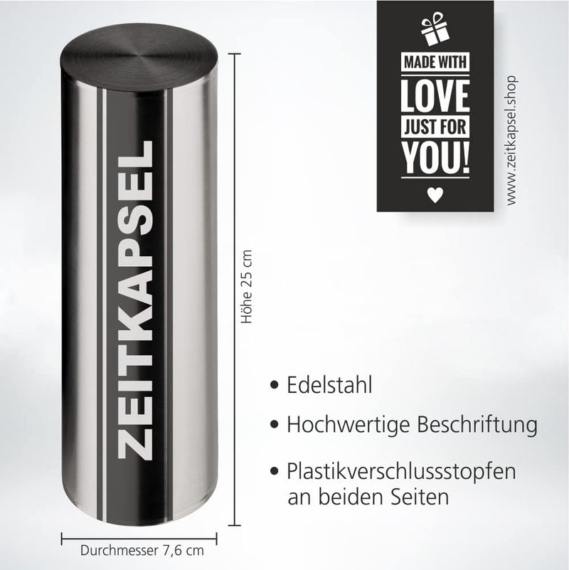 4you DESIGN Zeitkapsel zum Vergraben 25cm, Geschenkidee zur Grundsteinlegung, Richtfest, Schulabschl