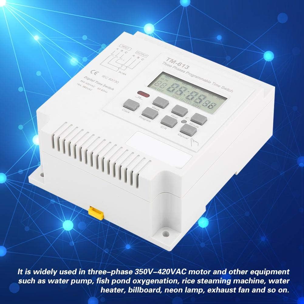 Keenso Hutschiene Zeitschaltuhr, TM-163 Dreiphasen Relais mit 380 V-Smart-Digital-Zeitschaltuhr Prog