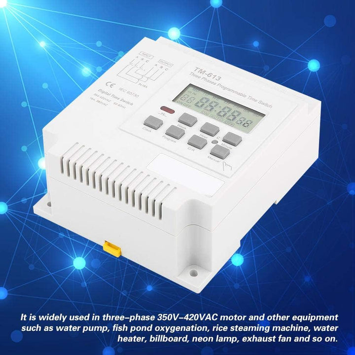 Keenso Hutschiene Zeitschaltuhr, TM-163 Dreiphasen Relais mit 380 V-Smart-Digital-Zeitschaltuhr Prog