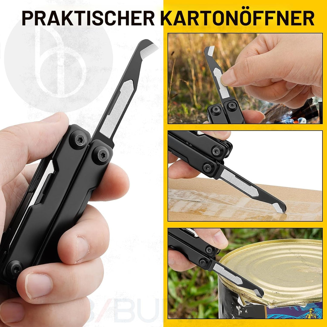 BIBURY Mini Multitool Zange Mit Unsichtbare Pinzette, 10 in 1 EDC Multi Tool Mit Glasbrecher Rückenc