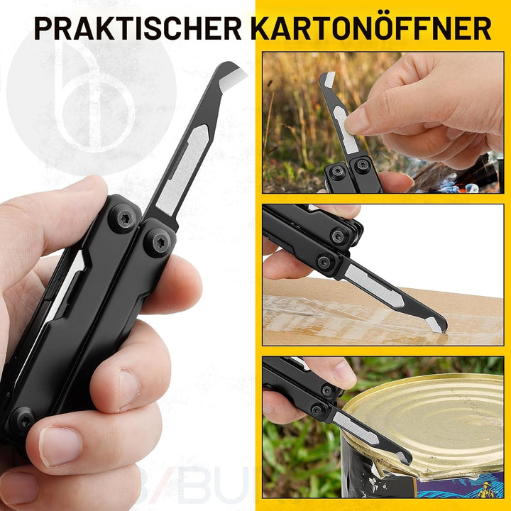 BIBURY Mini Multitool Zange Mit Unsichtbare Pinzette, 10 in 1 EDC Multi Tool Mit Glasbrecher Rückenc