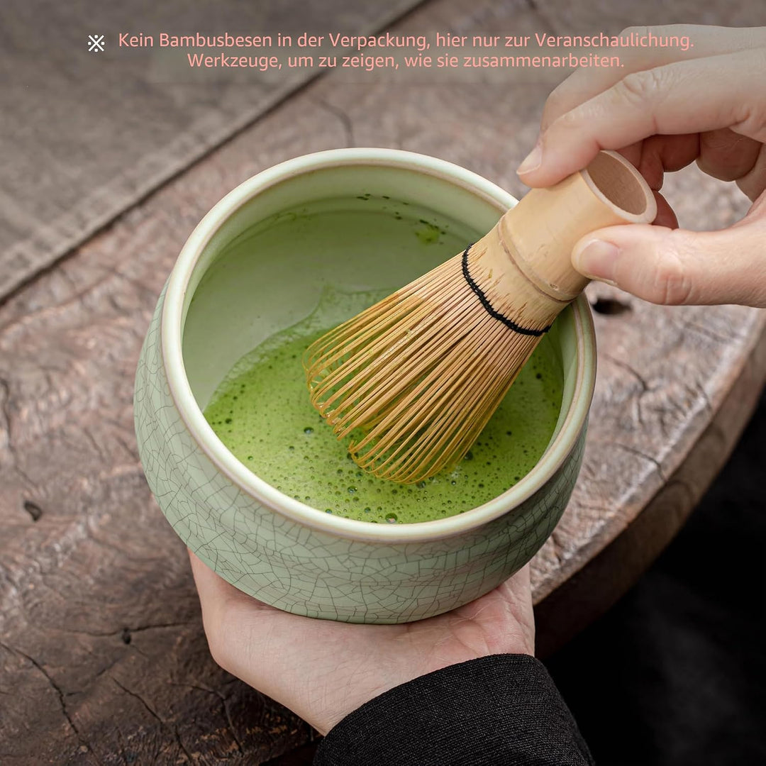Chawan Matcha Tea Bowl und Matcha Whisk Ruhe, Chasenhalter, Teanagoo MB-6, 18 Unzen / 510 ml, mattes